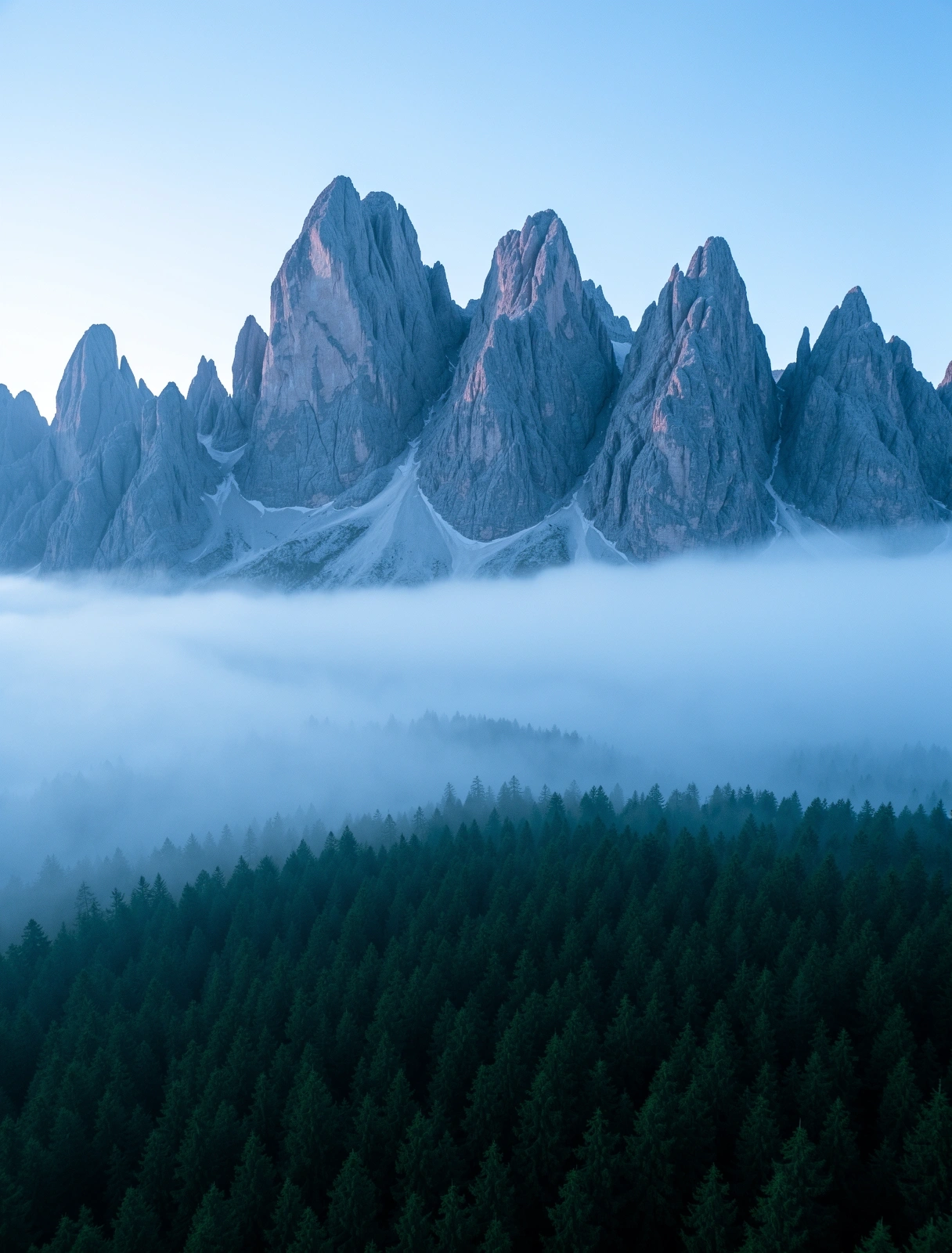Alpine Berglandschaft im Nebel